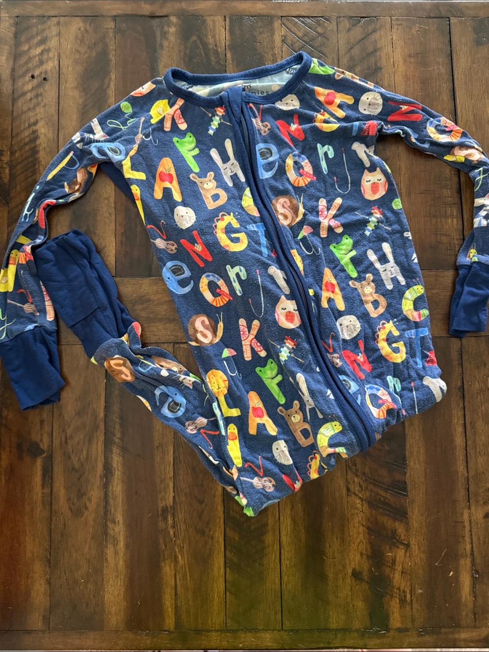 Little Sleepies Navy Alphabet Animal One-Piece Pajama Set